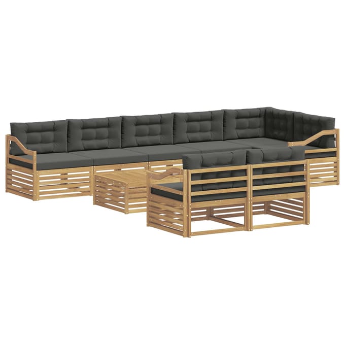 vidaXL - Buiten - bank - set - 9 - st - Wit - en - antracietkleurig