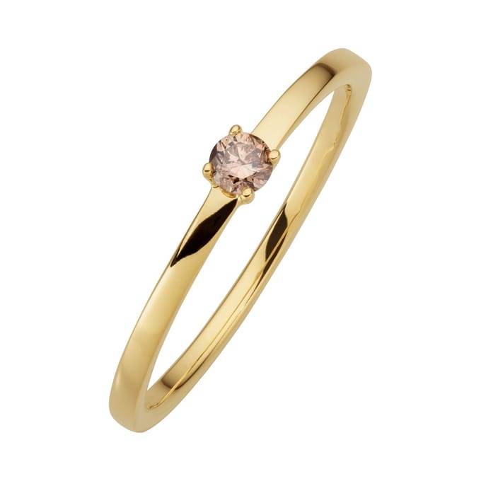 Orolino Ring 585/-Gelbgold glanz 1 Brill. 0,10ct. braun