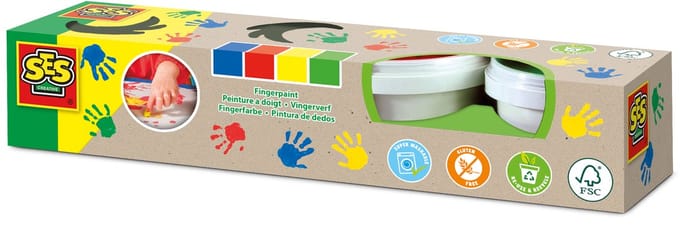 SES Creative - Eco - Vingerverf basis - 4 kleuren - Makkelijk Uitwasbaar