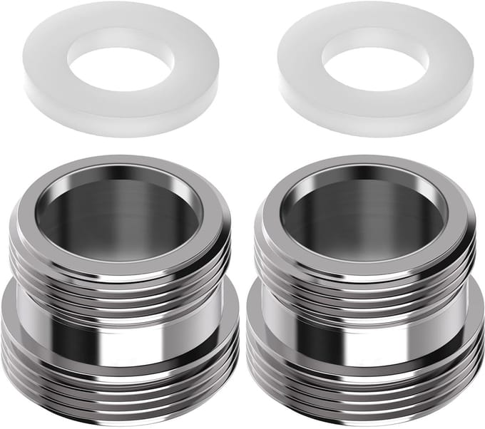 Kraanadapter M22 naar M24 - Wasserbesparing - 2 stuks - Zilver