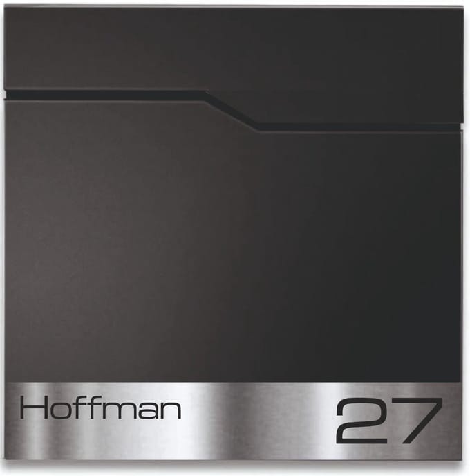 BR12.2 Brievenbus zwart met naam en huisnummer 37x37x11cm