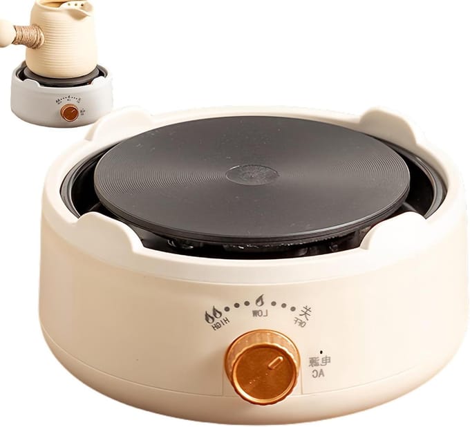 Elektrisch fornuis - Kookplaat Brander - Compact Koken - Snelle Verwarming - 16.4B x 9.1D cm - Wit