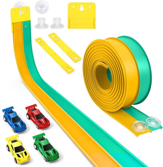 Flexibele Racebaan - Autobaan Set - Kinderen Spelen - Duurzame PVC Constructie - 4.6 Meter - Groen Geel