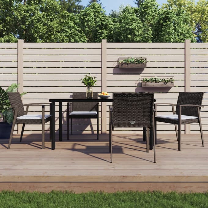 vidaXL - 5-delige - Tuinset - met - kussens - poly - rattan - en - staal