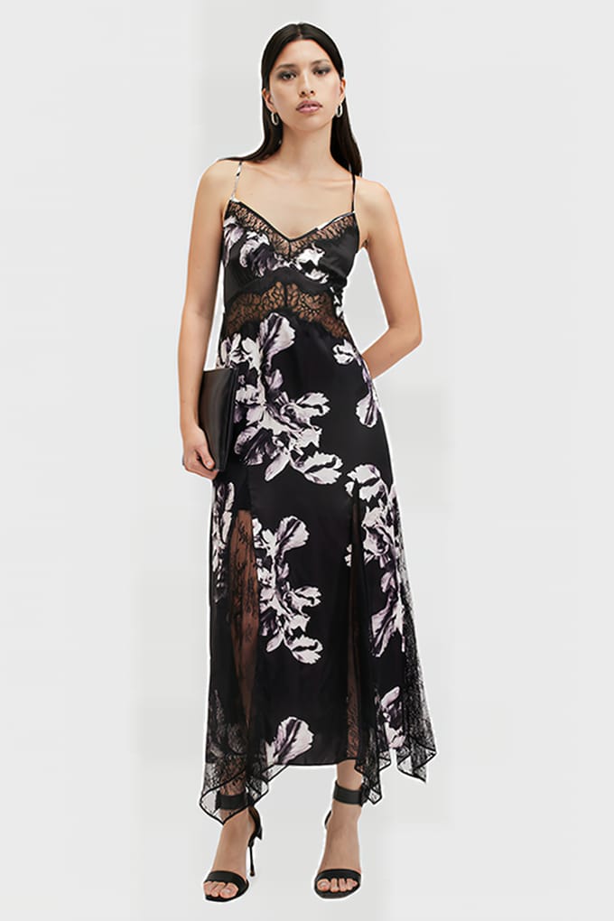 AllSaints Jasmine Dress Monica Black Größe: 8 | Maxikleider Outlet | Damen | Schwarz