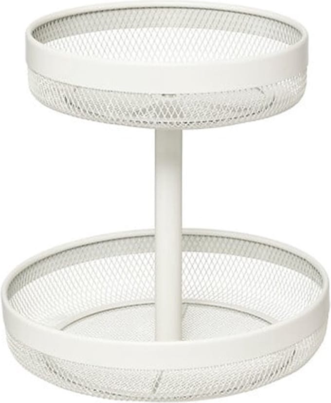 5Five Fruitschaal 2-laags model Double Fruit - metaal - D30 x H31 cm - wit - rond - Fruitschalen