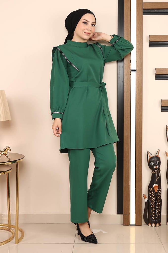 Stripe Detailed Pak Smaragdgroen
