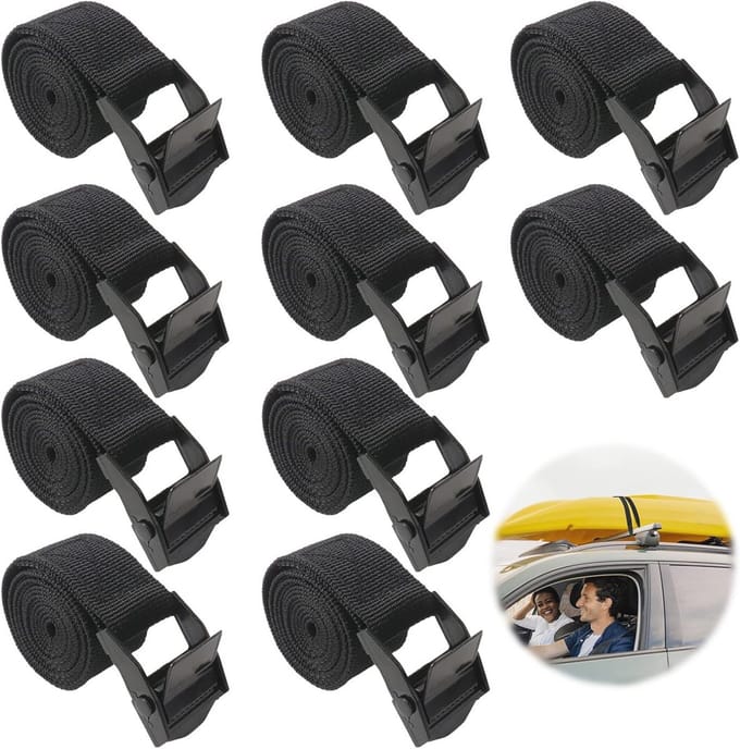 Korte Spanbanden 1 m met Klemsluiting - 10 Stuks voor Fiets, Motorfiets en Bagage