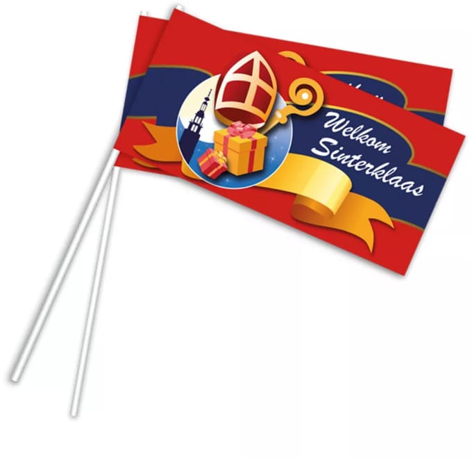 Sinterklaas zwaaivlaggetjes - 100x stuks - plastic - handvlaggetjes - Intocht