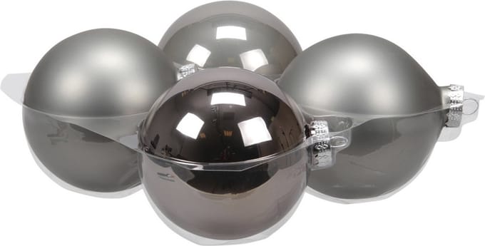 Othmar Decorations Grote kerstballen - 4x st - titanium grijs - 10 cm - glas - mat/glans
