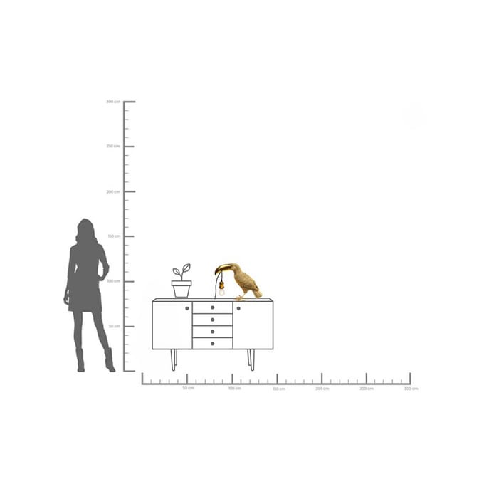 KARE tafellamp Toucan, goudkleurig, 42 cm hoog, E27