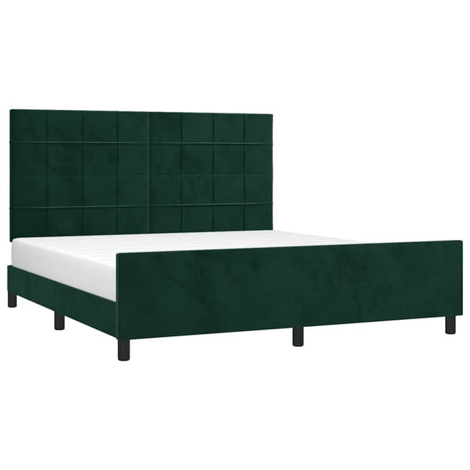 vidaXL - Bedframe - met - hoofdeinde - fluweel - donkergroen - 180x200 - cm