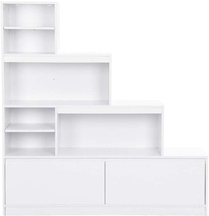 Vente-unique Schoenenmeubel met 2 deurtjes en 6 nissen met ledverlichting van MDF - Wit - LOVILA