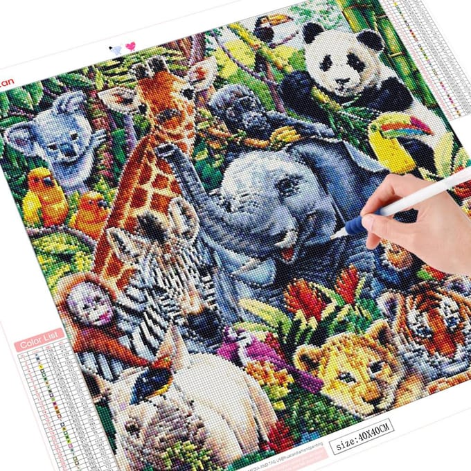 5D diamant borduurwerk volledige boor ronde olifant DIY diamant schilderij dier 30x30CM gray