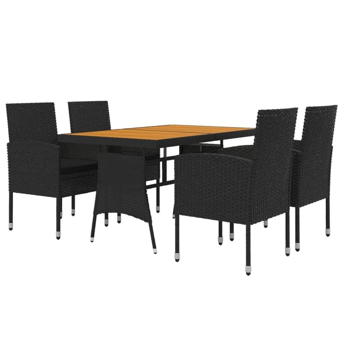 vidaXL - 5-delige - Tuinset - poly - rattan - zwart