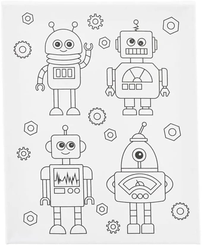 Creativ Company Painting Canvas with Print Robots - 24x30cm