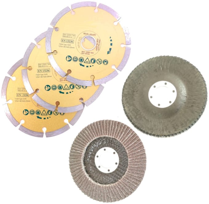 5 Delige 125mm Schijvenset diamantschijf segment & lamellenschijf p40+p80 (46)