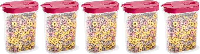 Plasticforte Voedselcontainer strooibus - 5x - roze - inhoud 1 liter - kunststof - 15 x 7 x 19 cm