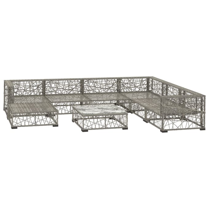 vidaXL - 8-delige - Loungeset - met - kussens - poly - rattan - grijs