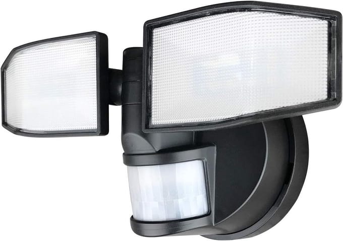 Draadloze LED-schijnwerper met bewegingssensor, 400 lumen, 2 verstelbare lichtkoppen, IP44, batterijbediend