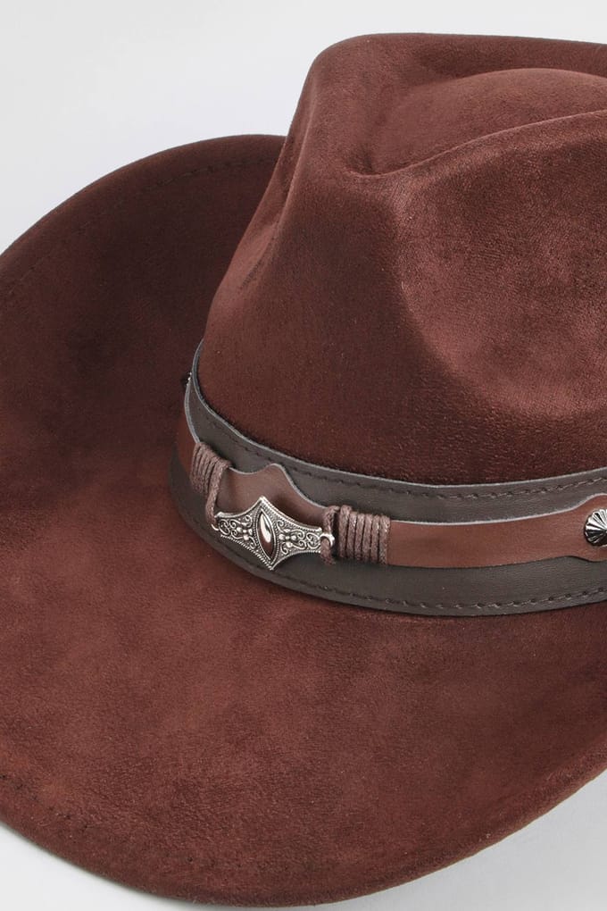 boohoo Dames Western Cowboyhoed Met Studs | Chocoladebruin