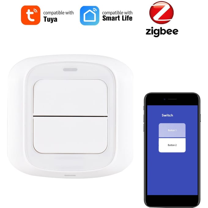 ZigBee Dubbele Slimme Scèneschakelaar Drukknop voor DIY Domotica Scènekoppeling APP Afstandsbediening ZigBee wit