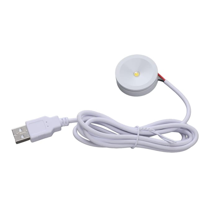 2 Sets Mini Spotlight 5V 1W USB LED Rond Oogvriendelijk met 4.3ft Draad Sieraden Display Verlichting white