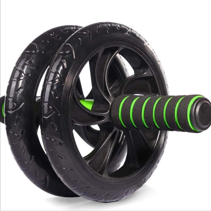 Buikwiel Set - Buikspierroller - Core Training - Dubbele Wielen - 1.4 Kg - Zwart