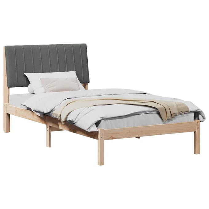 vidaXL - Bedframe - met - hoofdeinde - Bruin - 100 - x - 200 - cm - Massief - grenenhout