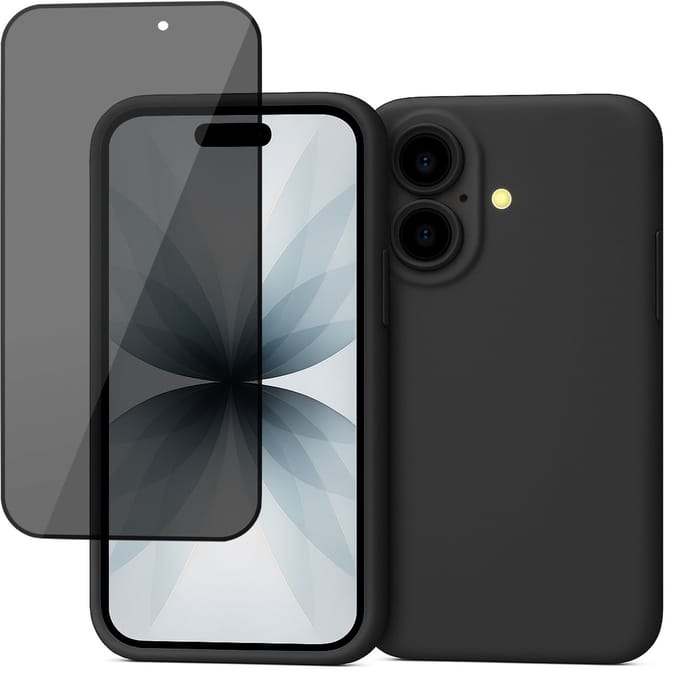 Hoesje geschikt voor iPhone 17 - Privacy Screenprotector Volledig Dekkend Glas - Mat Back Case Zwart