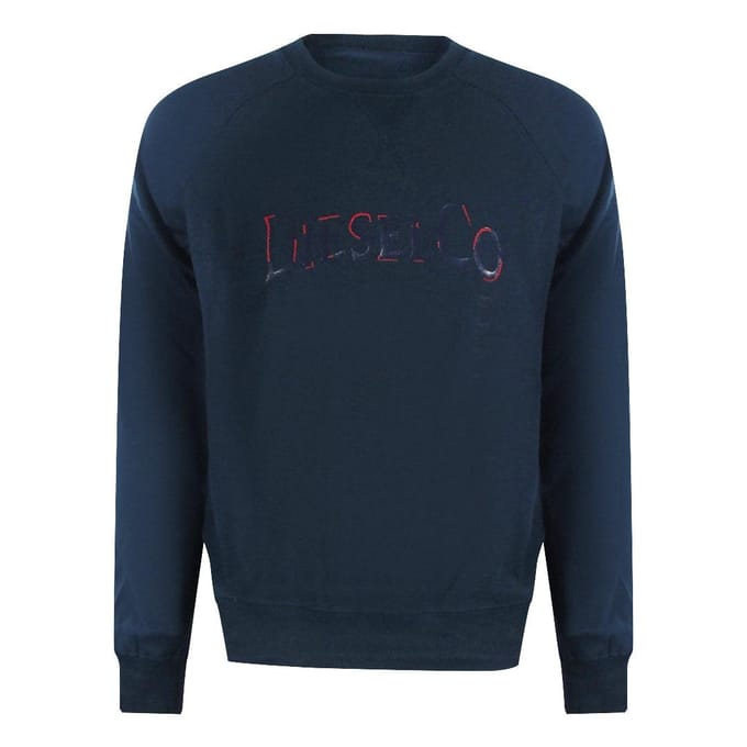 Diesel Heren Total Eclipse Distressed Logo Raglan Sweatshirt (Blauw)