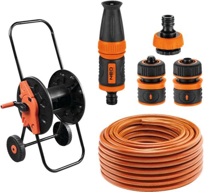 NEO Tuinslang set met wagen, slang 30 meter en spuit