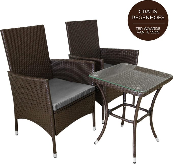 Jardí bistroset - bruin - 3-delig - inclusief regenhoes