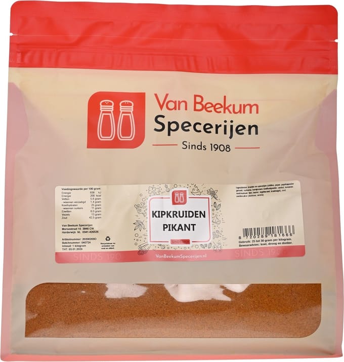 Van Beekum Specerijen - Kipkruiden Pikant - 1 KG (hersluitbare stazak)