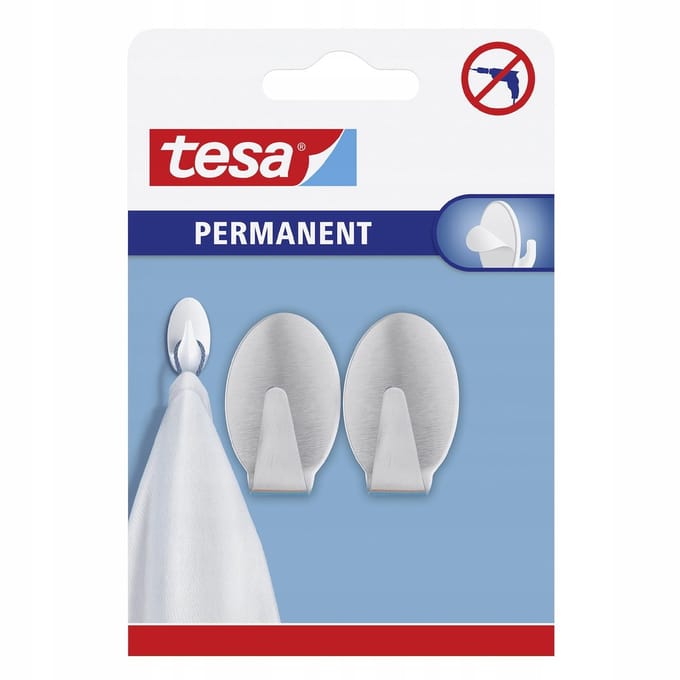 Tesa - Ovale Wandhaken - Metalen - Permanent - 2 stuks