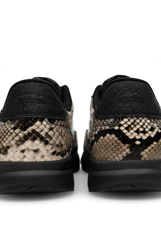 Woden Woden Nora Natural Soft Snake Sneakers zwart