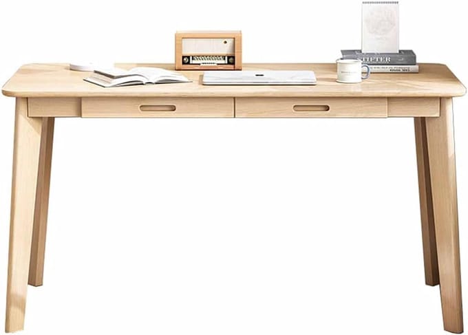 Computer Bureau - Schrijftafel Studeren - Thuis Kantoor - Met 2 Laden - 100x55x75cm - Houtkleur