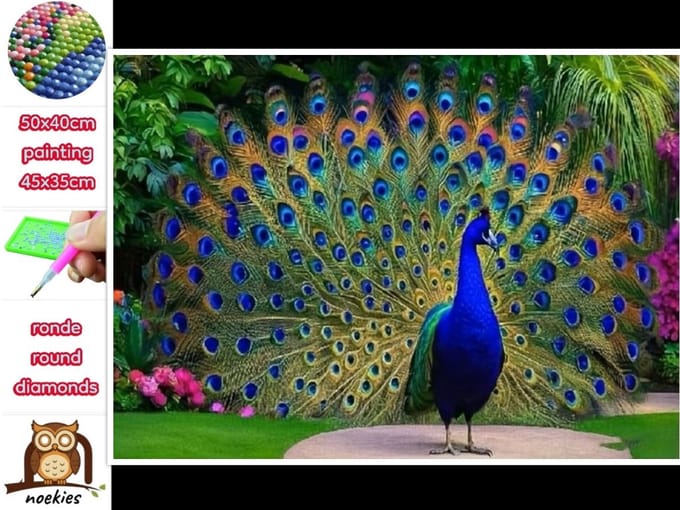 50x40cm Diamond Painting pauw (rond) nr 142