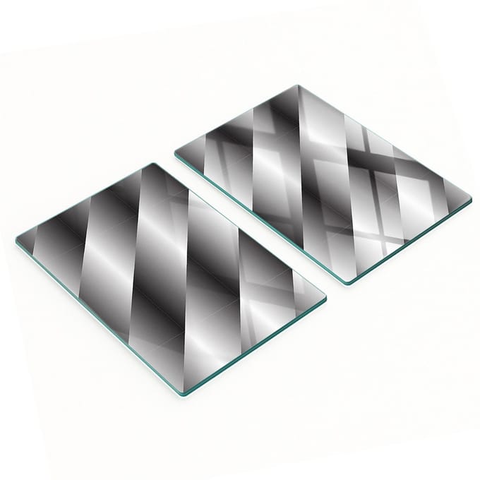 Set van 2 geharde glazen panelen met abstracte strepen, 2x40x52 cm