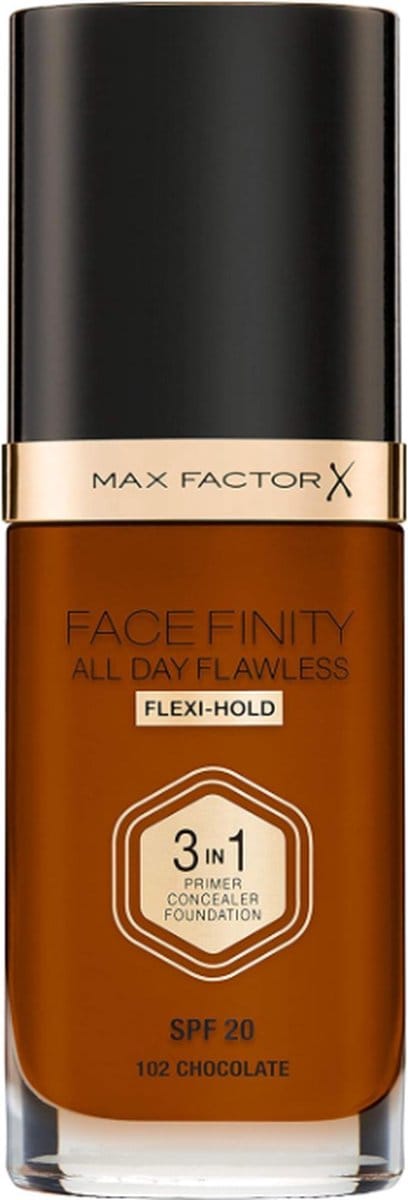 Max Factor Facefinity All Day Flawless 3 in 1 Flexi Hold Foundation - 102 Chocolate