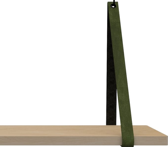 Leren Plankdragers - Handles and more® - 100% leer KAKI set van 2 leren plank banden