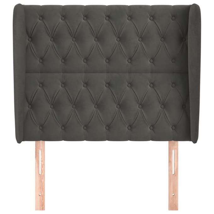 vidaXL - Hoofdbord - met - randen - 93x23x118/128 - cm - fluweel - donkergrijs