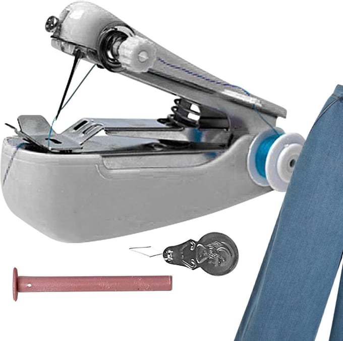 Handmatig Naaiapparaat - Compact Naaimachine - Kleding Reparatie - Draagbaar en Lichtgewicht - 7x5x5 cm - Wit