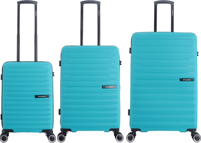 Saxoline – Fiesta | Harde Kofferset / Trolleyset – Small/Medium/Large – Turkoois - Turkoois / Set