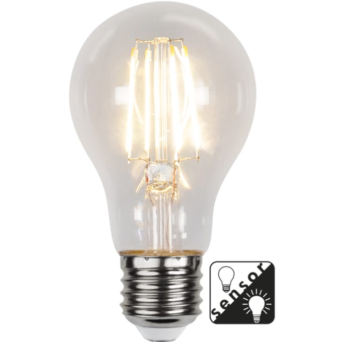 Schemersensor - Standaard bol - E27 - 4.2W - Extra Warm Wit - 2700K - Filament - Helder