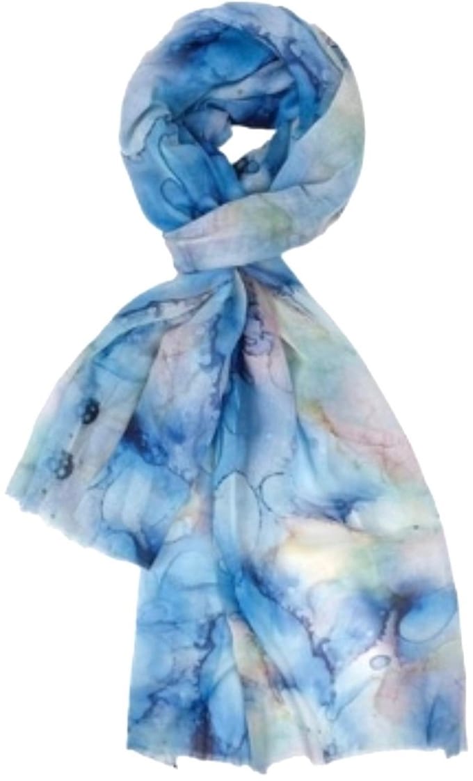 Dunne Sjaal - Print - (21241#) - Blauw