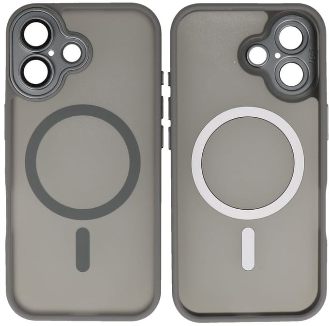 MagSafe Hoesje Geschikt voor iPhone 17 - Mat-Transparent met Camera Beschermer Case - Grijs