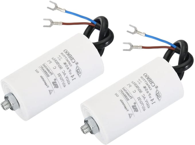 Condensator Motorstart - Startcondensator CBB60 - Motor Laten Starten - Dubbele Kabel - 75x40mm - Zwart