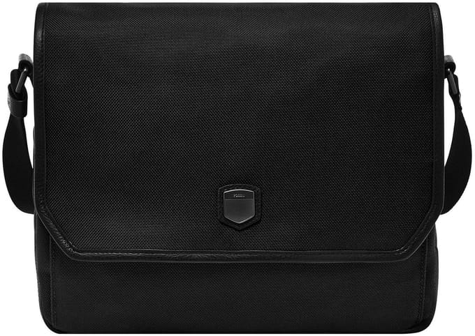 FOSSIL Schoudertas Laptoptas met laptopvak Hayes Courier Black Zwart