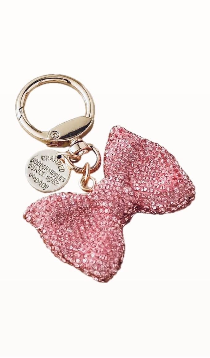 Bag Charm - Tashanger - Sleutelhanger - Grote roze strik met steentjes - Cadeau - Kerst - moeder